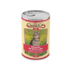 Classic Cat Dose Stückchen Mit Rind & Leber | 24x415g Katzennassfutter