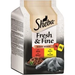 Sheba Fresh & Fine In Sauce Rind & Huhn | 6 Packungen 6x50g