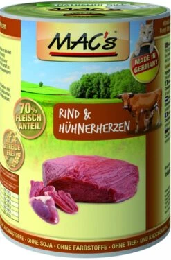 MACs Cat Rind & Hühnerherzen | 6x 400g Katzenfutter Nass